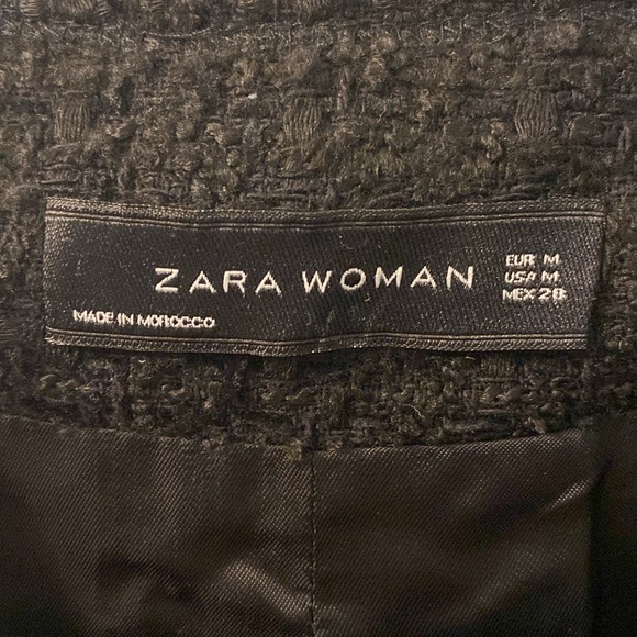 Zara Double Breasted Tweed Black Jacket Size M - Picture 9 of 12